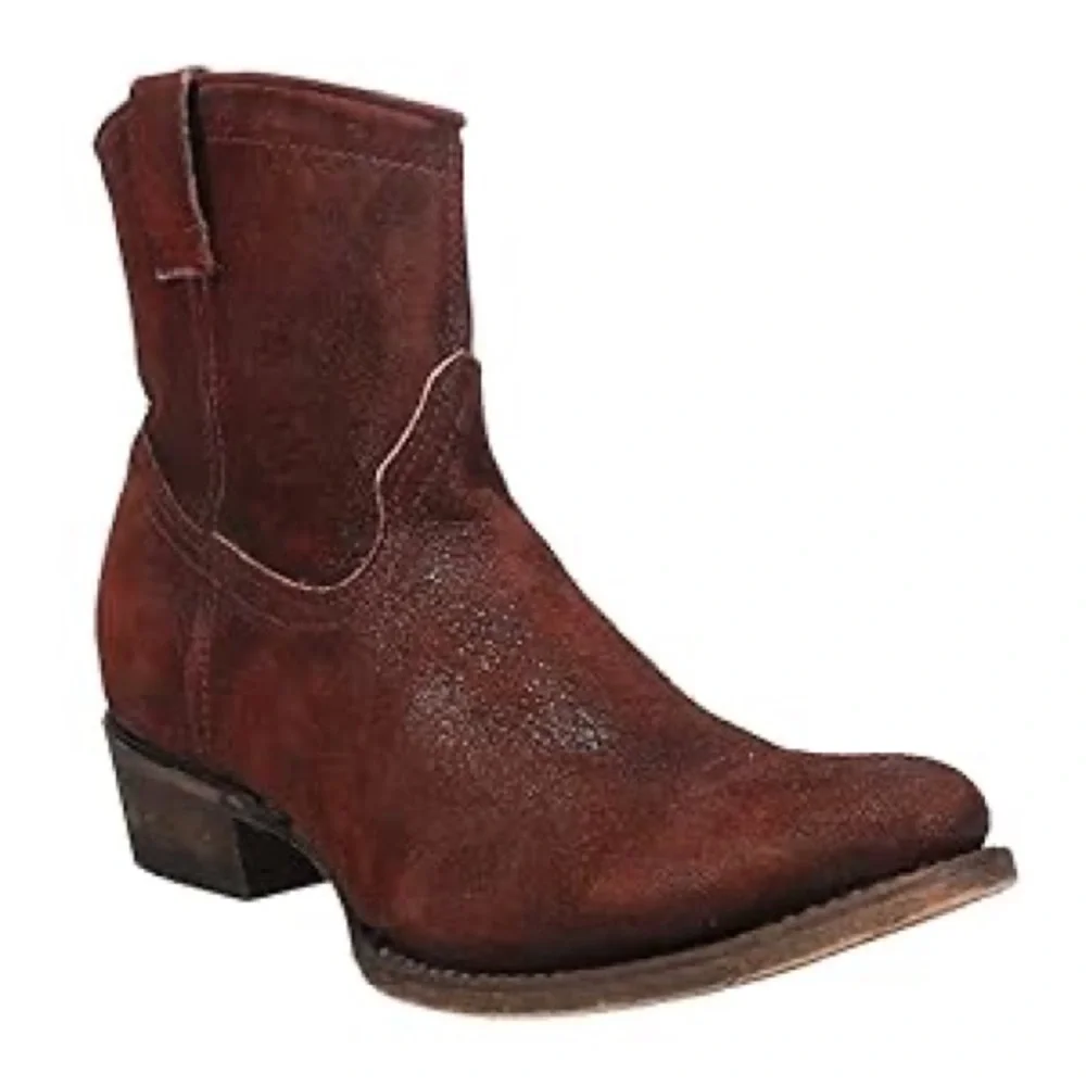 New CORRAL Women's Wine Lamb Booties Round Toe Red Size 8 M Western Cowboy - Picture 2 of 5